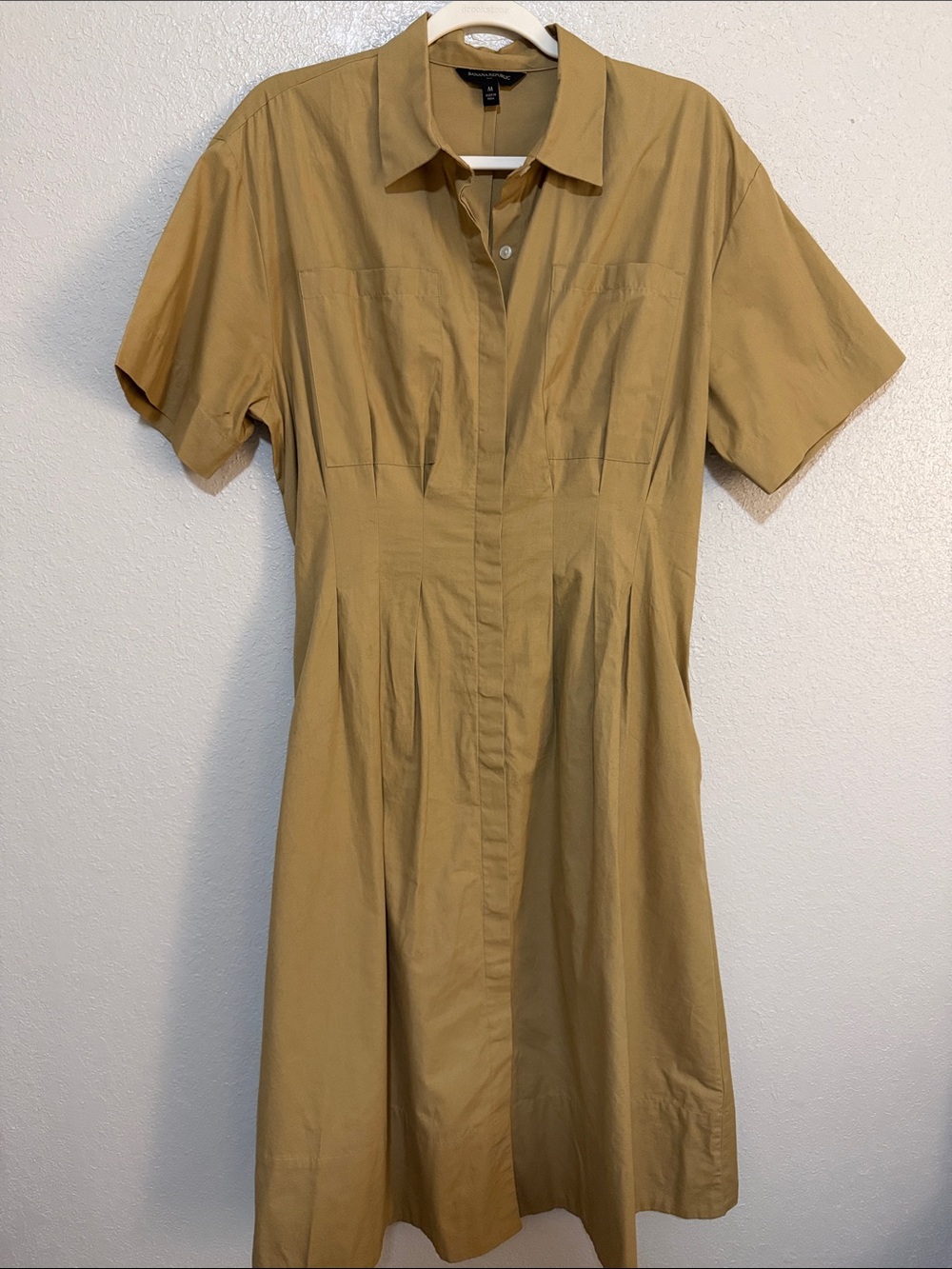 Banana Republic Elegant Tan Button-down Dress
